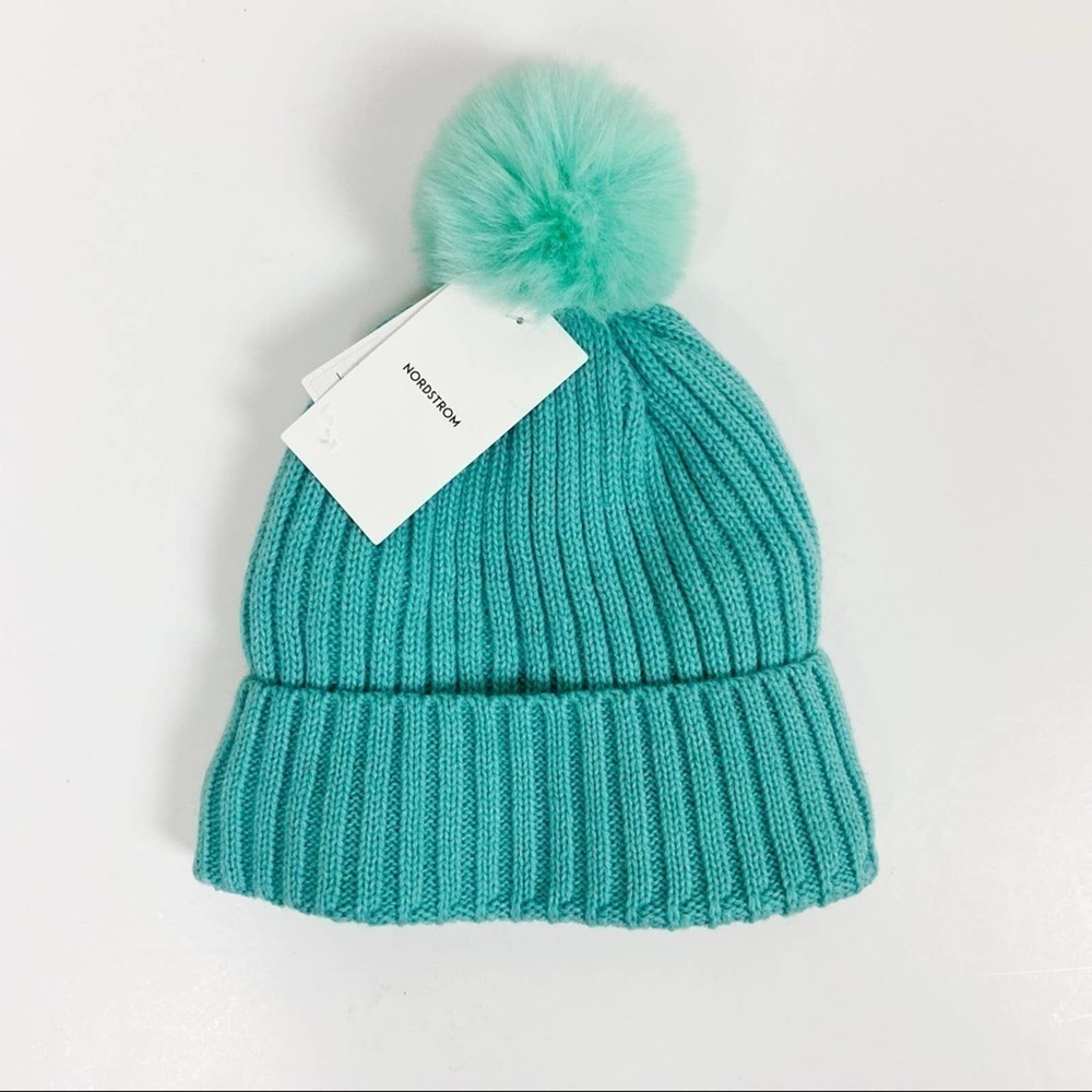 Nordstrom Rib Knit Beanie with Faux Fur Pom